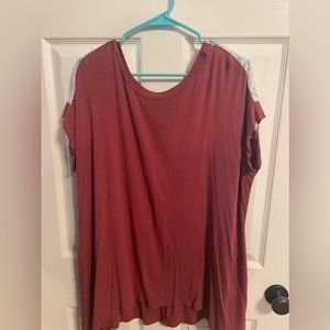 Easel Maroon Top with Lace on back